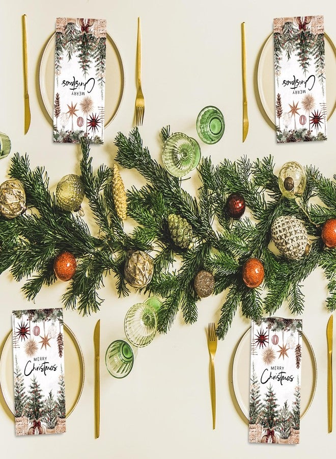 JarThenaAMCS مناديل جارثينا إيه إم سي إس، 100 قطعة، مزينة بزينة كرات شجرة عيد الميلاد، مناديل ورقية للاستخدام مرة واحدة، مناسبة لعشاء ريفي، منشفة يد، مناديل ورقية للحمام، لوازم طاولة حفلات الشتاء - Image 5